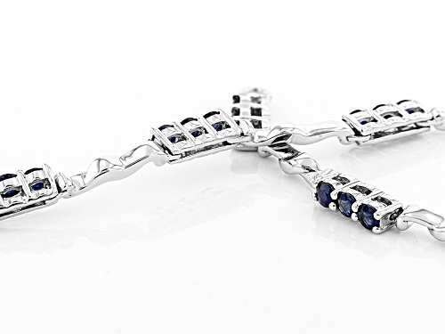 Exotic Jewelry Bazaar™ 3.13ctw Round Kanchanaburi Sapphire Rhodium Over Sterling Silver Bracelet - Size 7.5