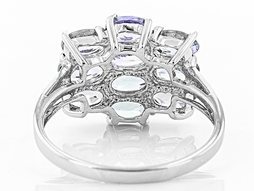 Exotic Jewelry Bazaar™ 2.42ctw Oval Tanzanite Sterling Silver Cluster Ring - Size 8