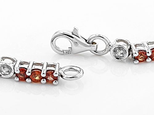Exotic Jewelry Bazaar™ 4.20ctw Round Red Winza Sapphire And .12ctw White Zircon Silver Bracelet - Size 7.5