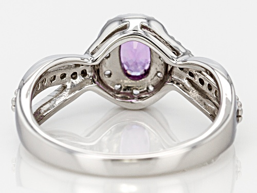 Exotic Jewelry Bazaar™  0.49ct Purple Ceylon Sapphire & 0.15ctw Zircon Rhodium Over Silver Ring - Size 8