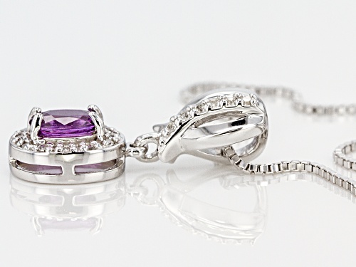 Exotic Jewelry Bazaar™ .58ctw Purple Ceylon Sapphire & Zircon Rhodium Over Silver Pendant & Chain