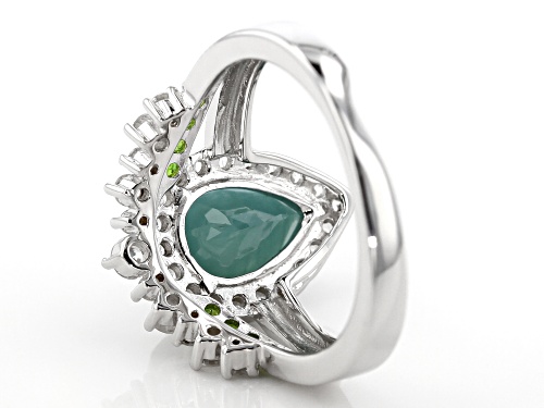 Exotic Jewelry Bazaar™ 2.56ctw Grandiderite, Chrome Diopside, Zircon Rhodium Over Silver Ring - Size 7