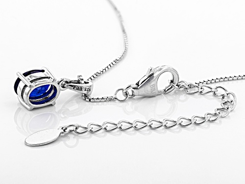 Exotic Jewelry Bazaar™ 1.32ct 8x6mm Oval Burmese Blue Spinel Rhodium Over Silver Pendant With Chain