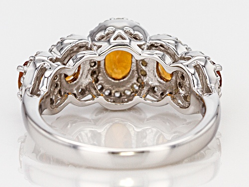 Exotic Jewelry Bazaar™ 1.99ctw Oval Mandarin Garnet & Round White Zircon Rhodium Over Silver Ring - Size 6