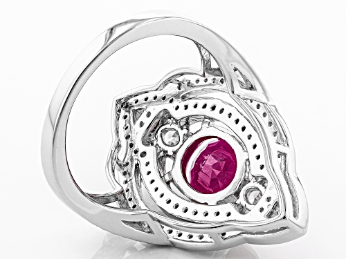 Exotic Jewelry Bazaar™ 4.04ctw Kenya Ruby And White Zircon Rhodium Over Silver Ring - Size 6