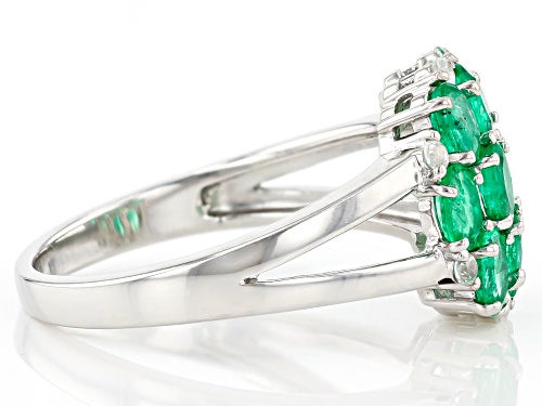 Exotic Jewelry Bazaar™ 1.30ctw Colombian Emerald And .14ctw White Zircon Rhodium Over Silver Ring - Size 8