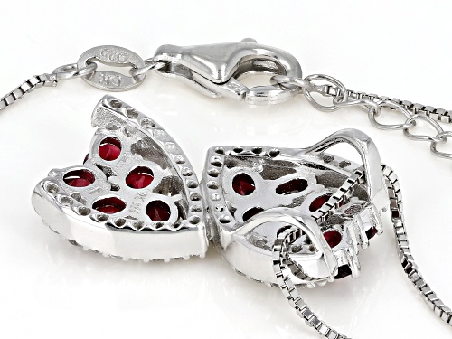 Exotic Jewelry Bazaar™ 2.12CTW Red Spinel And White Zircon Rhodium Over Silver Slide With Chain