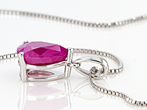 Exotic Jewelry Bazaar™ Pear Shape Kenya Ruby Rhodium Over Silver Pendant With Chain. 1.79ct