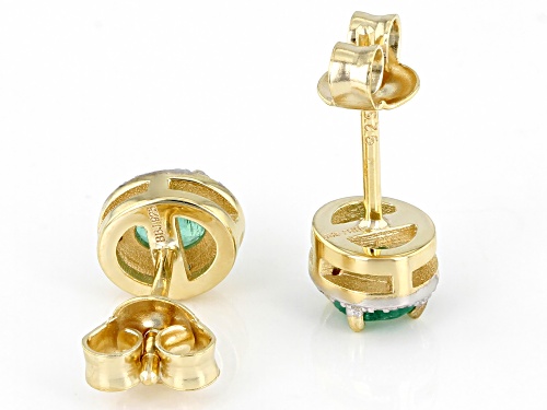 Exotic Jewelry Bazaar™.52ctw Emerald with .03ctw Diamond 18k Yellow Gold Over Silver Earrings