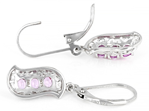 Exotic Jewelry Bazaar™ 1.07ctw Oval Pink Ceylon Sapphire Rhodium Over Silver Earrings