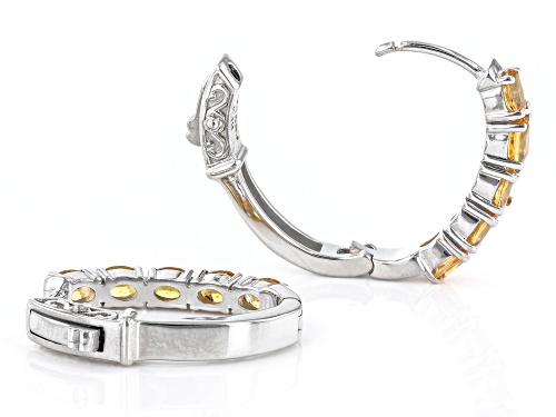 Exotic Jewelry Bazaar™ 2.19ctw Mandarin Garnet Rhodium Over Silver Huggie Earrings