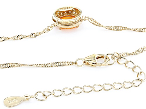Exotic Jewelry Bazaar™ Namibian Mandarin Garnet and Zircon 18k Yellow Gold Over Silver Necklace - Size 18