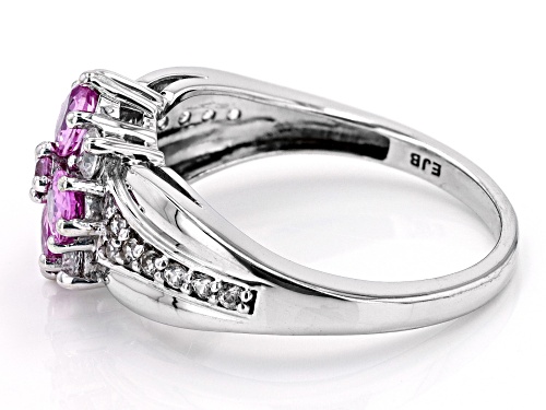 Exotic Jewelry Bazaar™ Pink Ceylon Sapphire With White Zircon Rhodium Over 10k White Gold Ring - Size 7