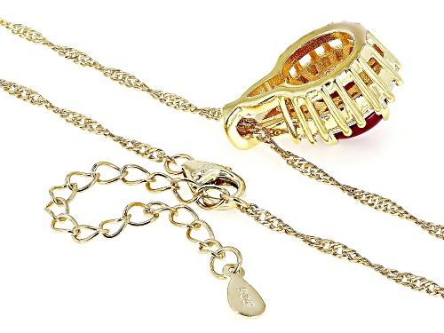 Exotic Jewelry Bazaar™ 8x6mm Greenland Ruby & White Zircon 18k Yellow Gold Over Silver Pendant/Chain