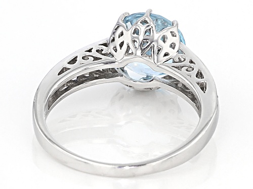 4.27ct Round Glacier Topaz™ With .38ctw Round Blue Sapphire Rhodium Over Sterling Silver Ring - Size 10