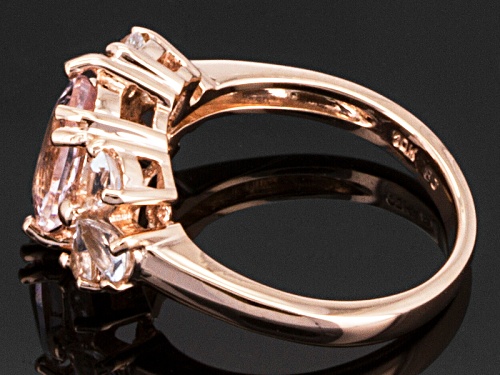 1.34ct Oval Cor-De-Rosa Morganite™ With .65ctw Pear Shape Goshenite 10k Rose Gold Ring - Size 12