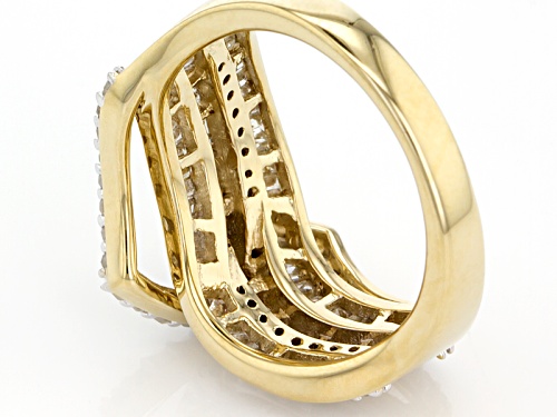 Engild™ .87ctw Baguette & Round White Diamond 14k Yellow Gold Over Sterling Silver Crossover Ring - Size 8