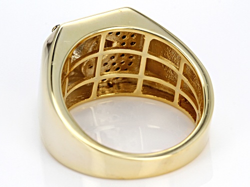 ENGILD(TM) .35ctw Round Champagne Diamond 14k Yellow Gold over Sterling Silver Gents Ring - Size 12