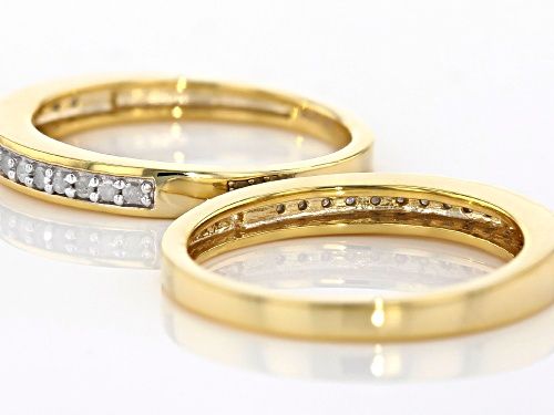 ENGILD(TM) .33ctw White Diamond 14k Yellow Gold over Sterling Silver Set of 2 Matching Band Rings - Size 8