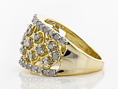 Engild(TM) 1.30ctw Round White Diamond 14k Yellow Gold Over Sterling Silver Ring - Size 5