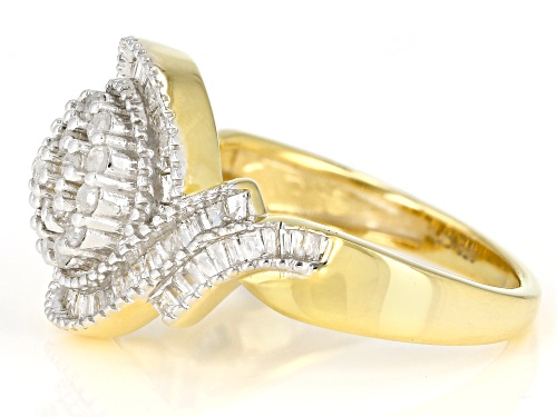 Engild™ 0.75ctw Baguette and Round White Diamond 14k Yellow Gold Over Sterling Silver Ring - Size 6