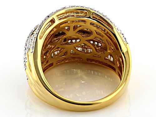 Engild™ 1.05ctw Round and Baguette White Diamond 14k Yellow Gold Over Sterling Silver Ring - Size 8