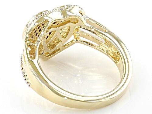 Engild™ 0.25ctw Round White Diamond 14k Yellow Gold Over Sterling Silver Heart Cluster Ring - Size 6