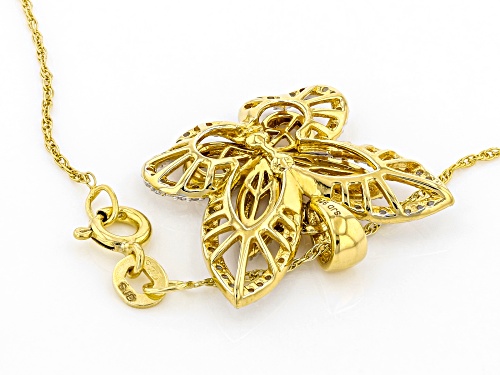 Engild™ .40ctw Round White Diamond 14k Yellow Gold Over Sterling Silver Butterfly Pendant With Chain