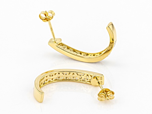 Engild™ 0.54ctw Baguette And Round White Diamond 14k Yellow Gold Over Sterling Silver Earrings