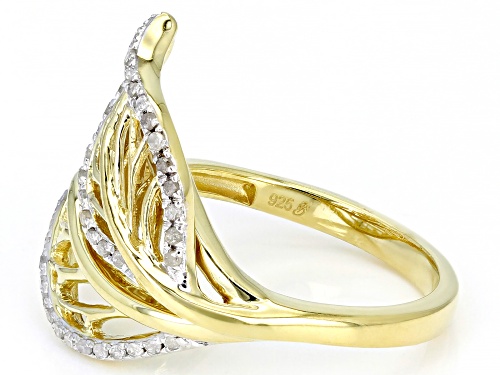 Engild™ 0.25ctw Round White Diamond 14k Yellow Gold Over Sterling Silver Leaf Ring - Size 5