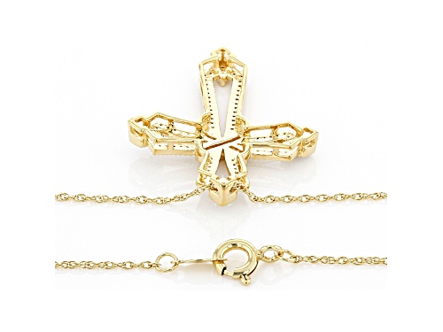 Engild™ 0.20ctw Round White Diamond 14k Yellow Gold Over Sterling Silver Cross Pendant With Chain