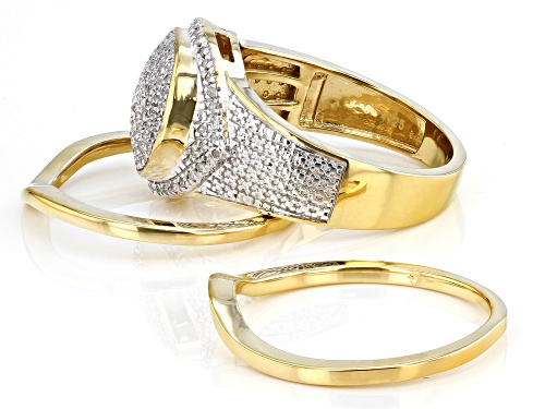 Engild™ 0.25ctw Round White Diamond 14k Yellow Gold Over Sterling Silver Set of 3 Rings - Size 7