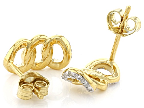 Engild™ 0.20ctw Round White Diamond 14k Yellow Gold Over Sterling Silver Drop Earrings