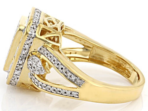 Engild™ 0.33ctw Round White Diamond 14k Yellow Gold Over Sterling Silver Cluster Ring - Size 6