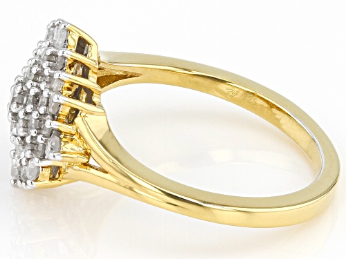 Engild™ 0.80ctw Round White Diamond 14k Yellow Gold Over Sterling Silver Cluster Ring - Size 7