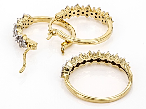 Engild™ 1.10ctw Round White Diamond 14k Yellow Gold Over Sterling Silver Ring & Earring Jewelry Set