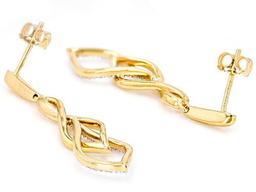 Engild™ 0.10ctw Round White Diamond 14k Yellow Gold Over Sterling Silver Dangle Earrings