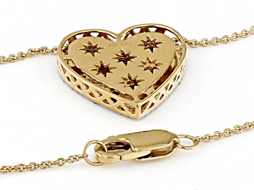 Engild™ 0.25ctw Round White Diamond 14k Yellow Gold Over Sterling Silver Heart Pendant 18