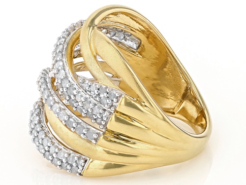 Engild™ 1.00ctw Round White Diamond 14k Yellow Gold Over Sterling Silver Crossover Ring - Size 6