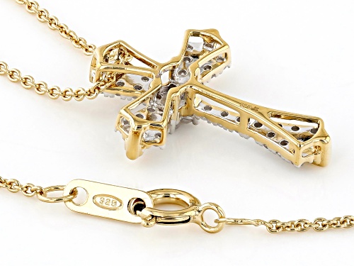 Engild™ 0.25ctw Round White Diamond 14k Yellow Gold Over Sterling Silver Cross Slide Pendant