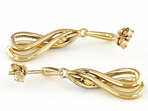 Engild™ 0.15ctw Round White Diamond 14k Yellow Gold Over Sterling Silver Dangle Earrings