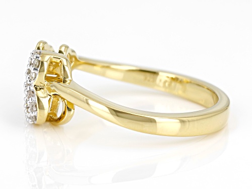Engild™ 0.10ctw Round White Diamond 14k Yellow Gold Over Sterling Silver Heart Ring - Size 9