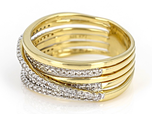 Engild™ 0.45ctw Round White Diamond 14k Yellow Gold Over Sterling Silver Crossover Ring - Size 7