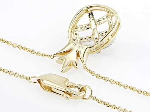 Engild™ 0.16ctw Round White Diamond 14k Yellow Gold Over Sterling Silver Pineapple Necklace - Size 18