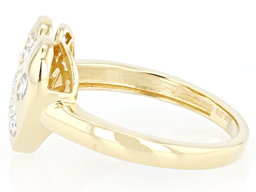 Engild™ Round White Diamond Accent 14k Yellow Gold Over Sterling Silver Paw Print Heart Ring - Size 7