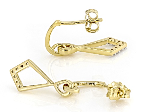 Engild™ 0.10ctw Round White Diamond 14k Yellow Gold Over Sterling Silver Dangle Earrings
