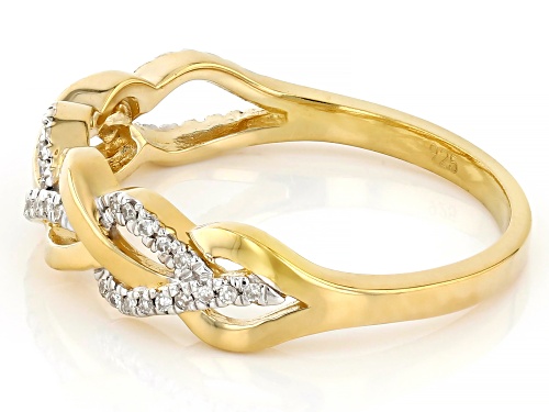 Engild™ 0.10ctw Round White Diamond 14k Yellow Gold Over Sterling Silver Crossover Band Ring - Size 6