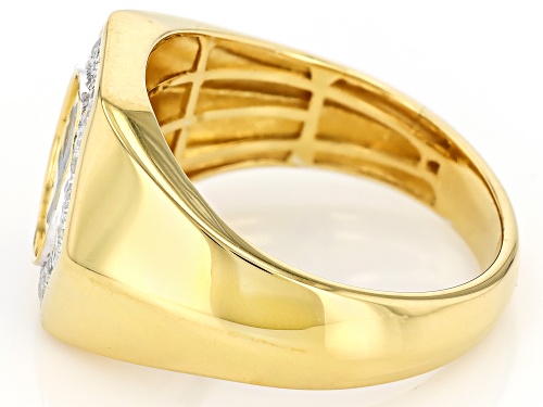 Engild™ 0.25ctw Round White Diamond 14k Yellow Gold Over Sterling Silver Mens Panther Signet Ring - Size 10