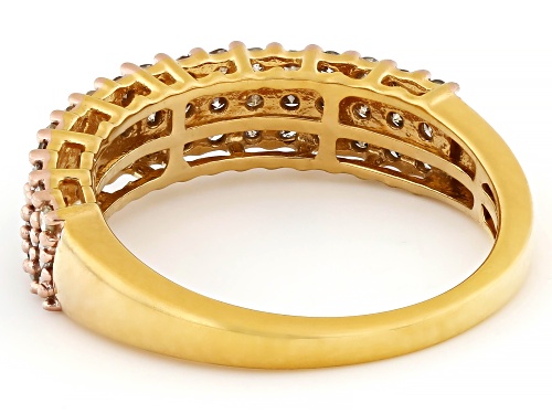Engild™ 0.75ctw Round Champagne Diamond 14k Yellow Gold Over Sterling Silver Multi-Row Band Ring - Size 6
