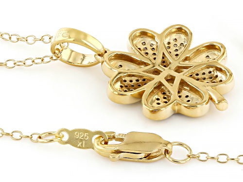 Engild™ 0.25ctw Round White Diamond 14k Yellow Gold Over Sterling Silver Clover Pendant With Chain
